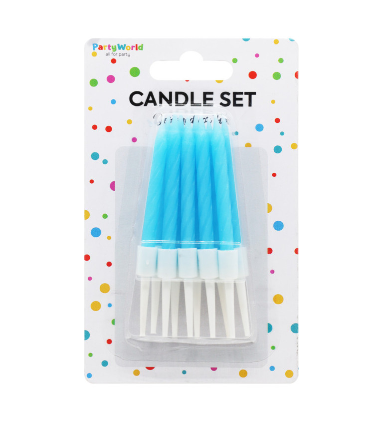 Spirálové narozeninové svíčky v modré barvě – 10 ks