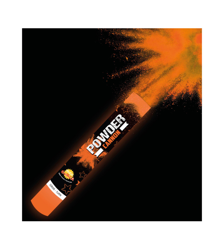 Vystřelovací kanón s práškem – oranžová show