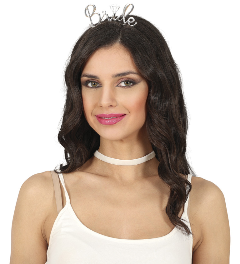 Stříbrná kovová čelenka „Bride