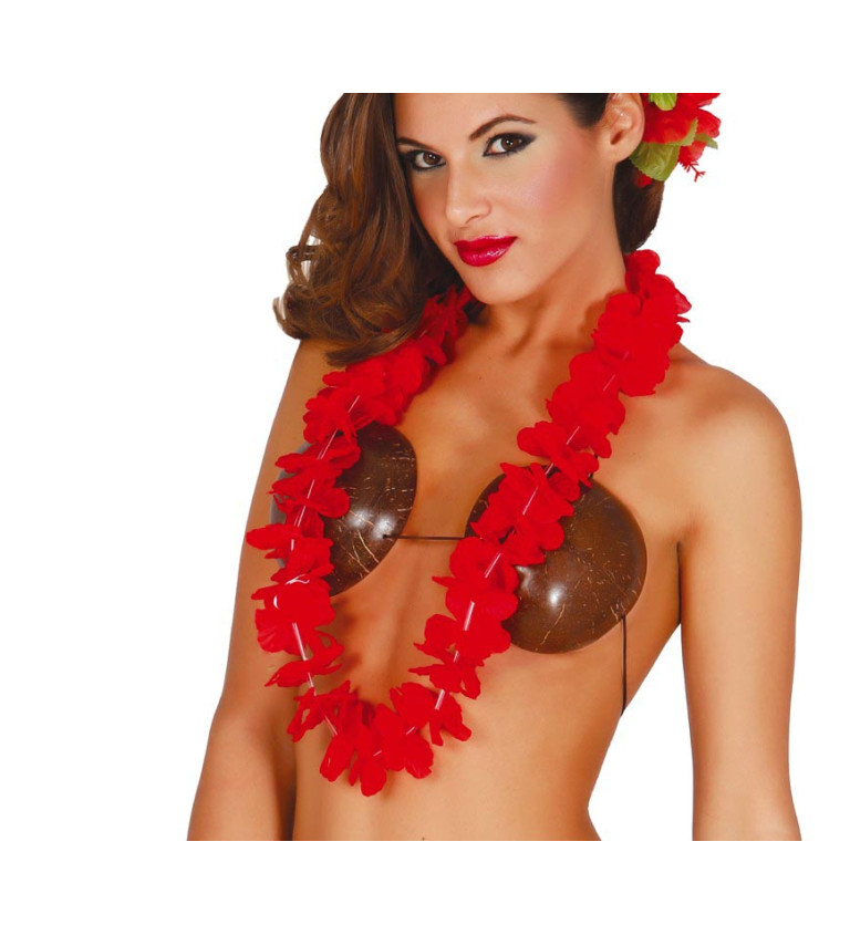 Červený havajský náhrdelník