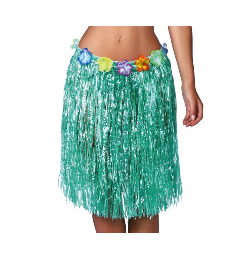Zelená havajská sukně s květy
