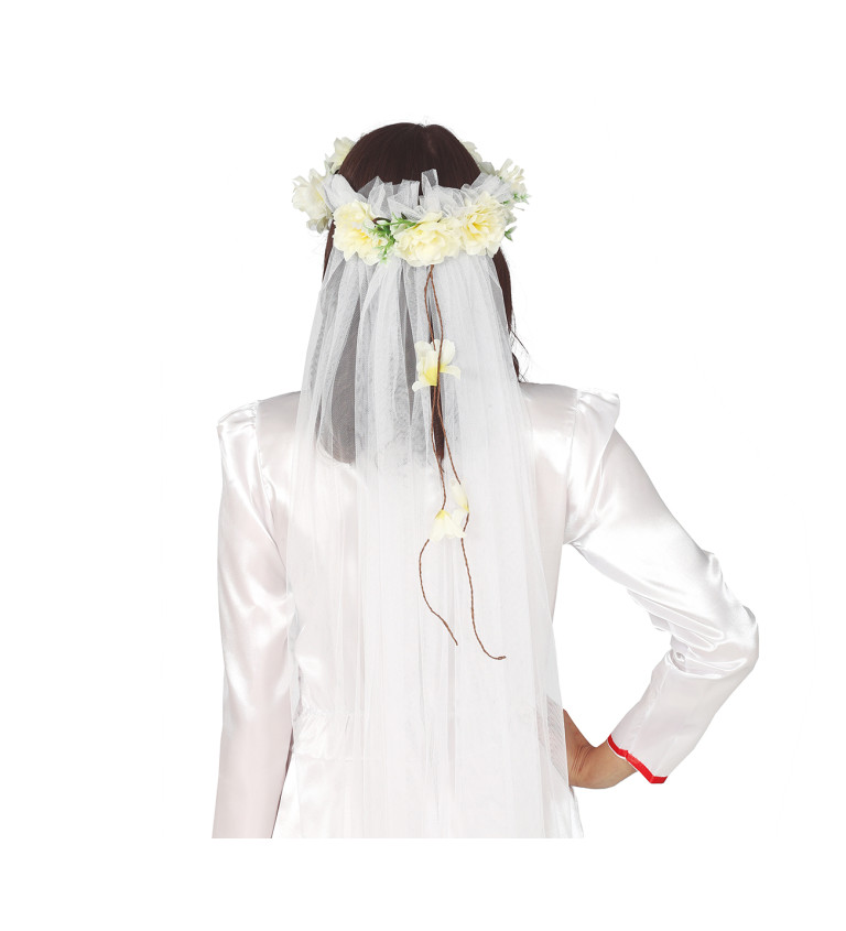 Čelenka s květinami a závojem