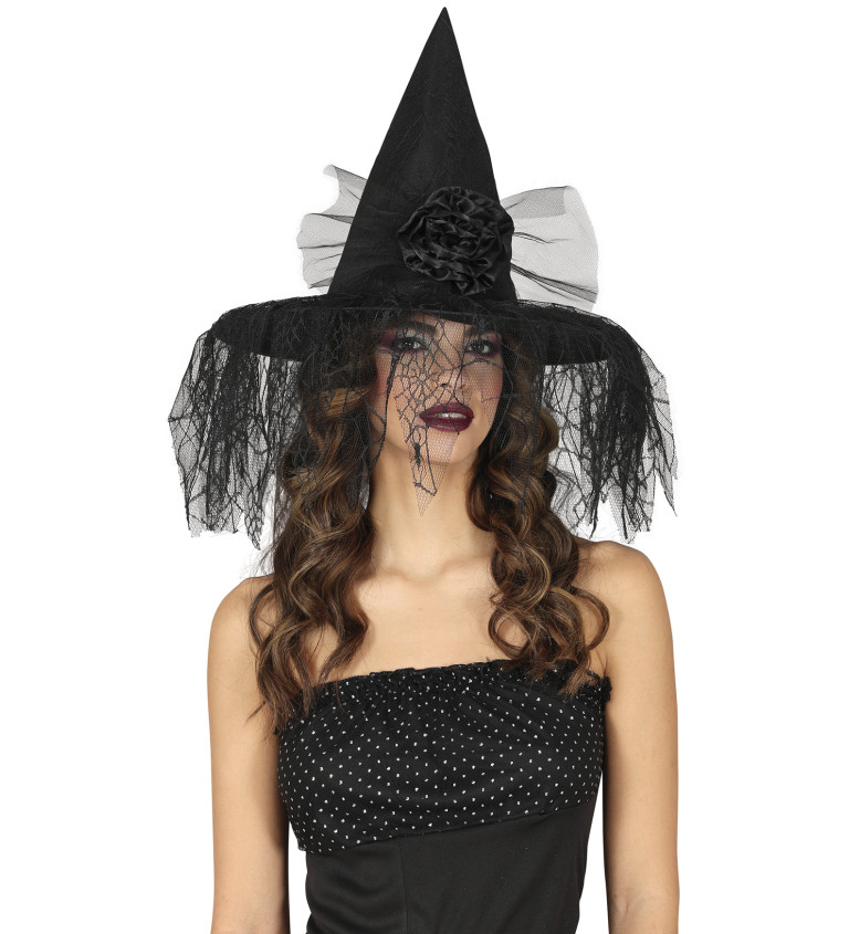 Klobouk pro čarodějky – S květinou a závojem
