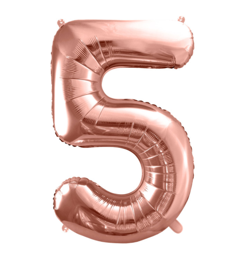 Fóliový rosegold balónek číslo 5