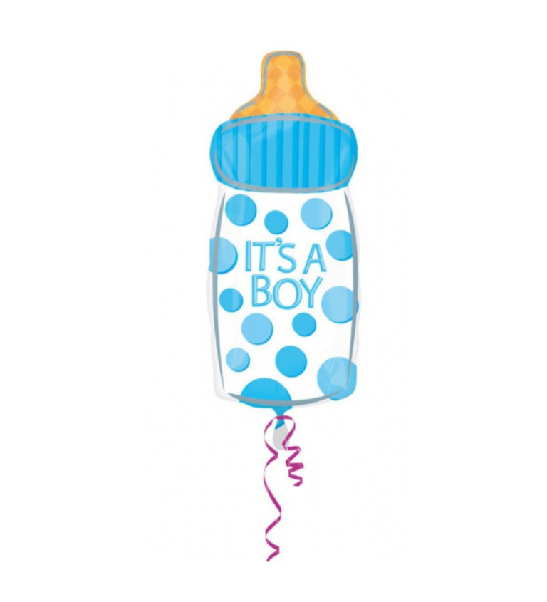 balónek ve tvaru dětské lahvičky s nápisem It's a Boy