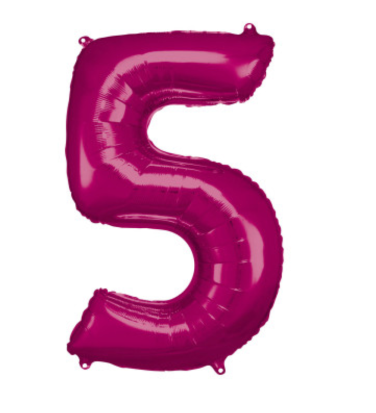 Růžový fóliový balónek čísla 5 - velký