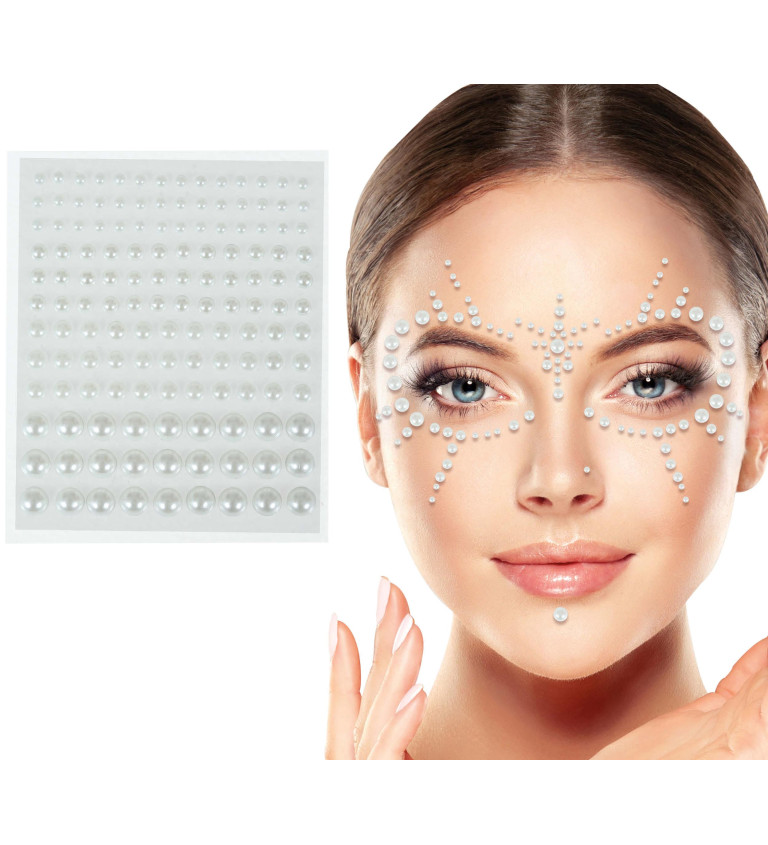 Samolepicí kamínky na obličej – perly