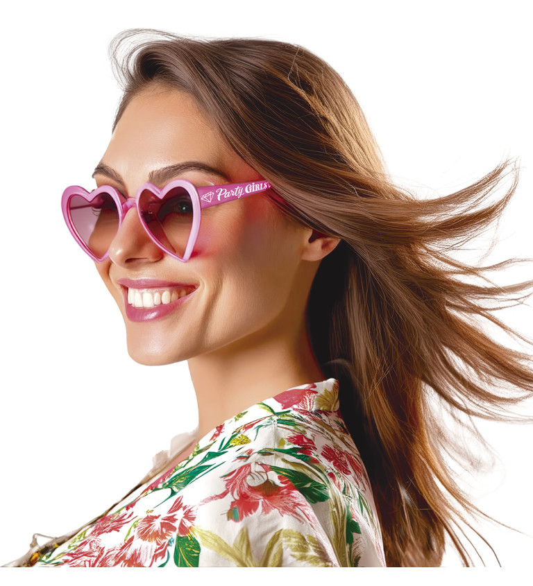Růžové párty brýle ve tvaru srdce „Party Girls“