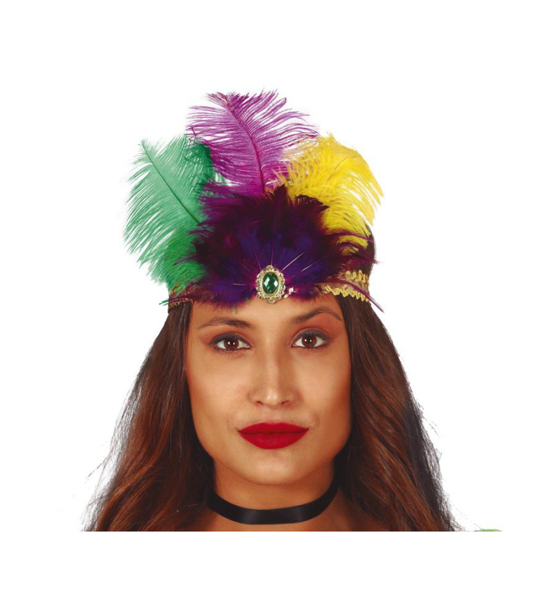 Zlatá čelenka s peřím – vintage 20. léta