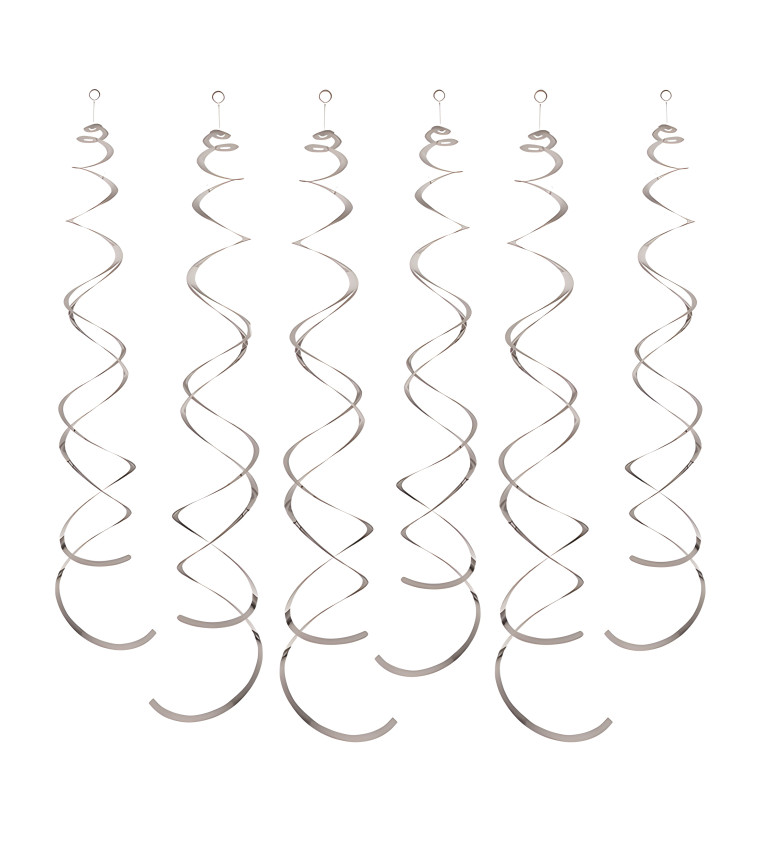Dekorační spirály: stříbrné, 6 ks