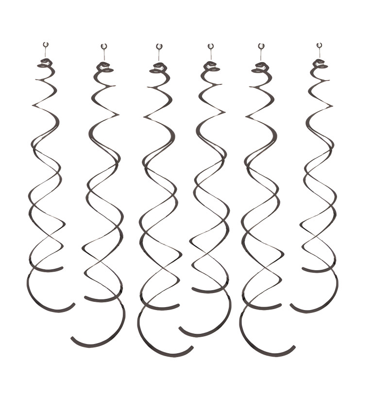 Dekorační spirály: černé, 6 ks