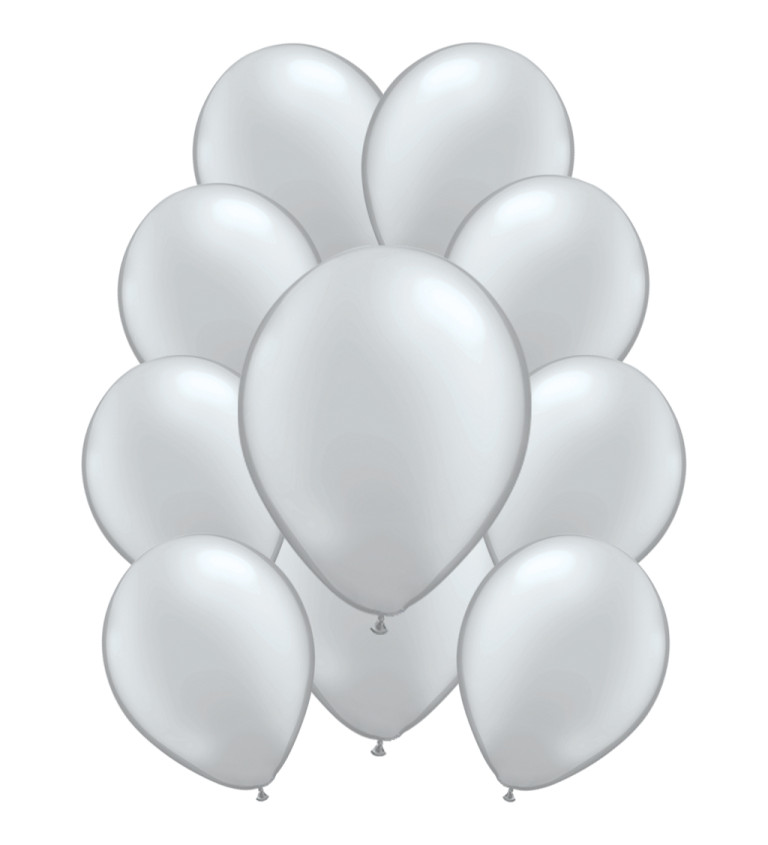 Stříbrné metalické latexové balónky – 10 ks