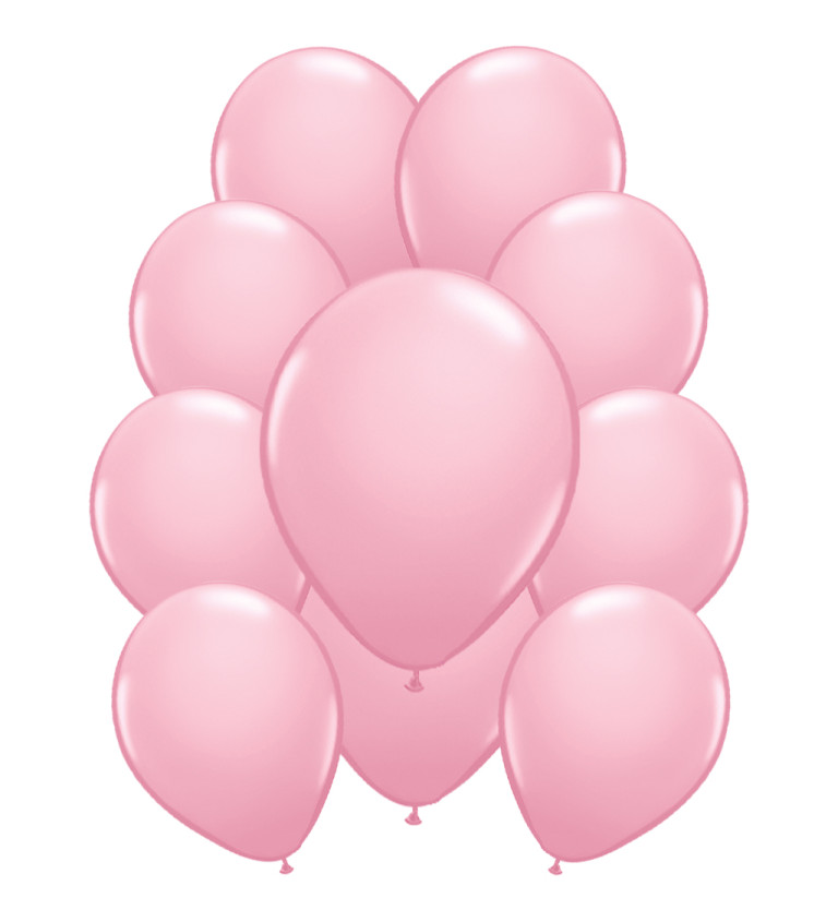 Světlé růžové metalické latexové balónky – 10 ks