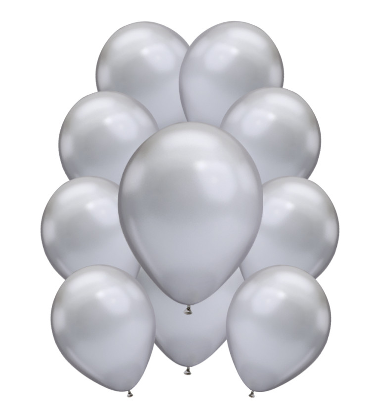 Stříbrné chromové latexové balónky – 10 ks