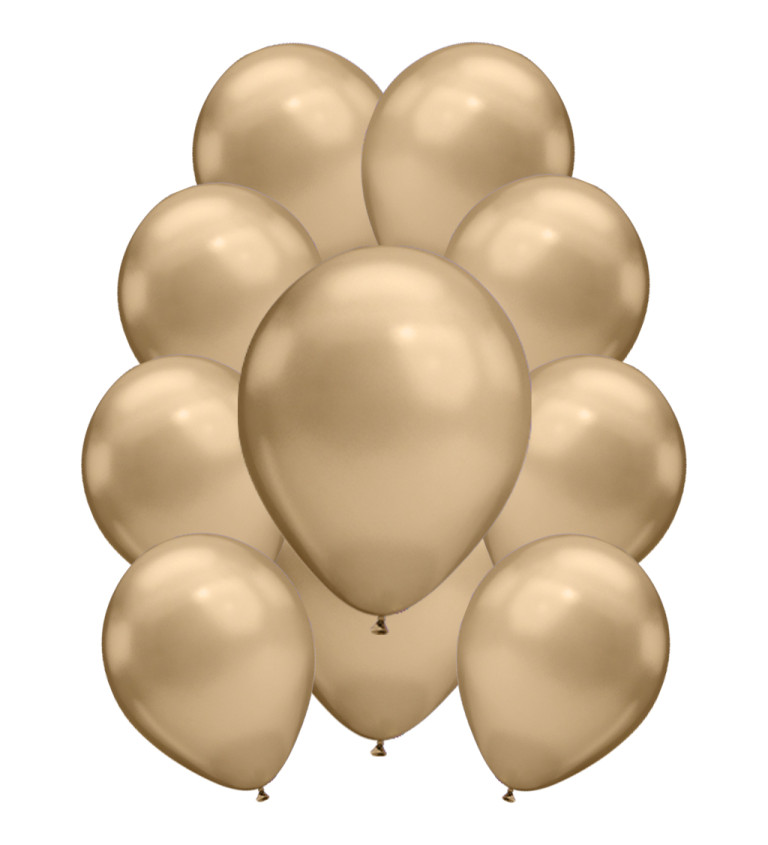 Zlaté chromové latexové balónky – 10 ks