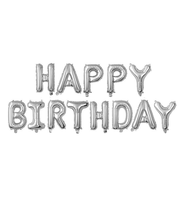 Happy birthday nápis stříbrný