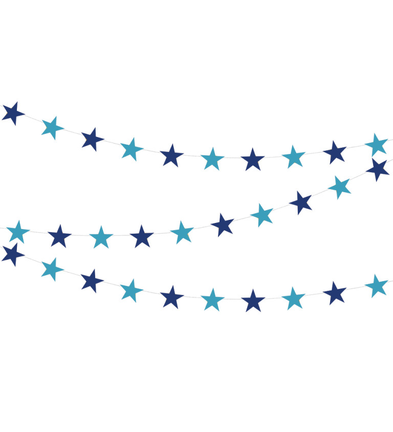 Dekorační girlanda: modré hvězdy