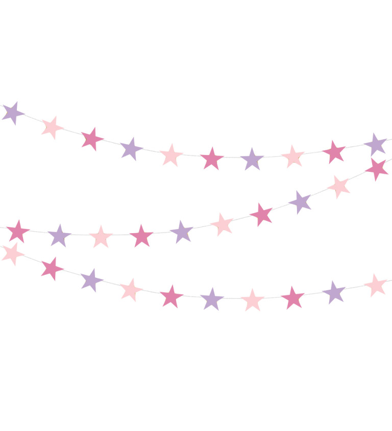 Dekorační girlanda: růžové hvězdy