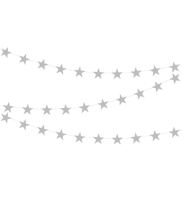 Dekorační girlanda: stříbrné hvězdy