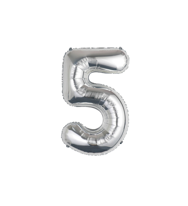 Fóliový balónek číslo 5 – stříbrný
