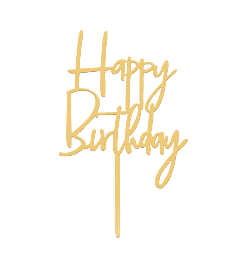 Zápich do dortu – Happy Birthday zlatý