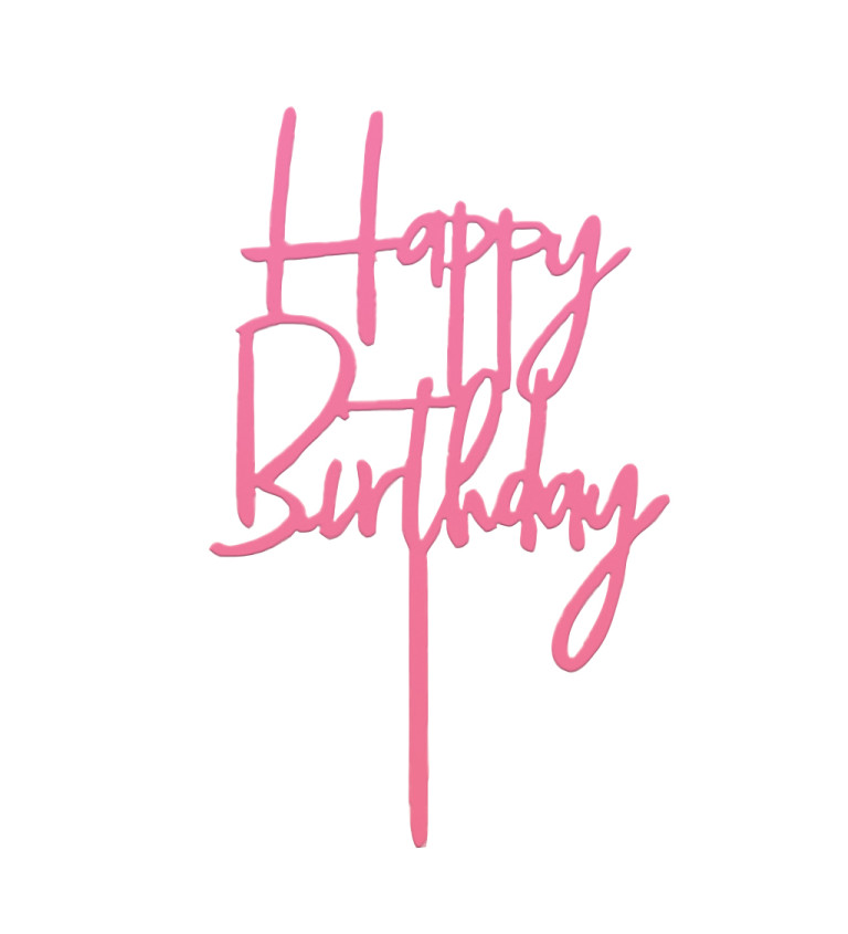 Zápich do dortu – Happy Birthday růžový
