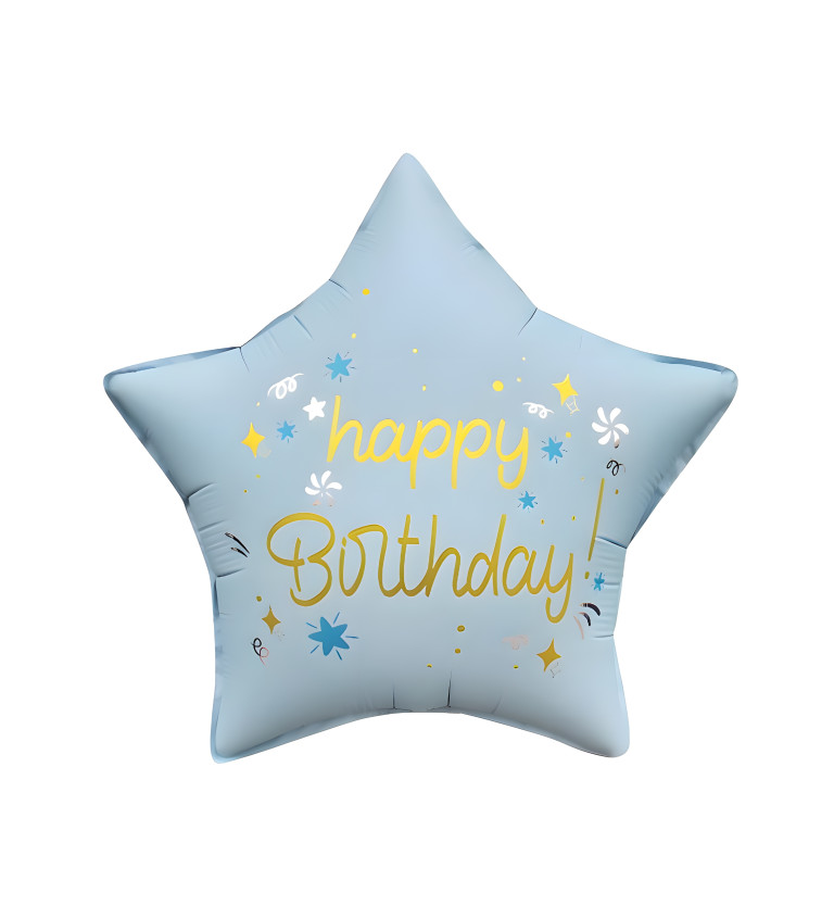 Narozeninová hvězda s nápisem Happy Birthday – modrá