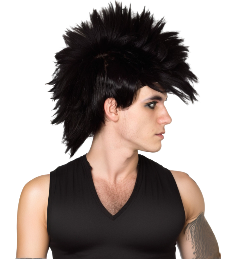 Pánská paruka Černé punk číro