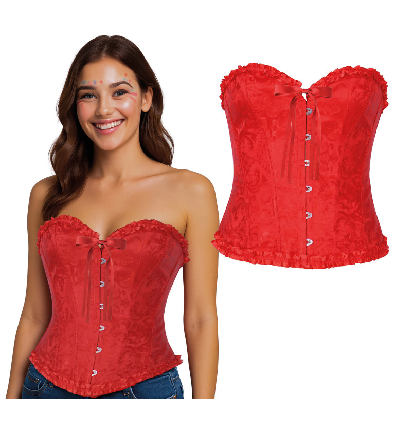 Červený krajkový korzet