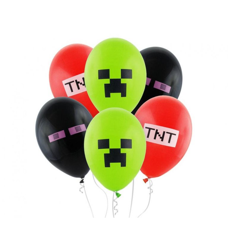 Minecraft TNT balónky – sada 6 ks