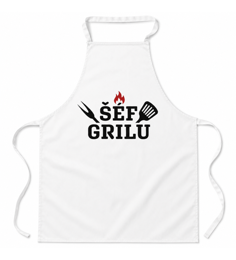Bílá zástěra Šéf grilu